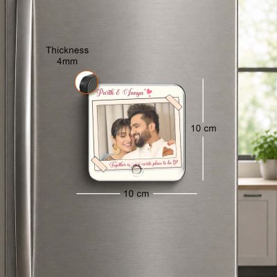 Husband Wife Personalized Musical Fridge Magnet Photo Frame for Couples | Custom Photo & Playable MP3 Audio Song Frame Rechargeable Speaker